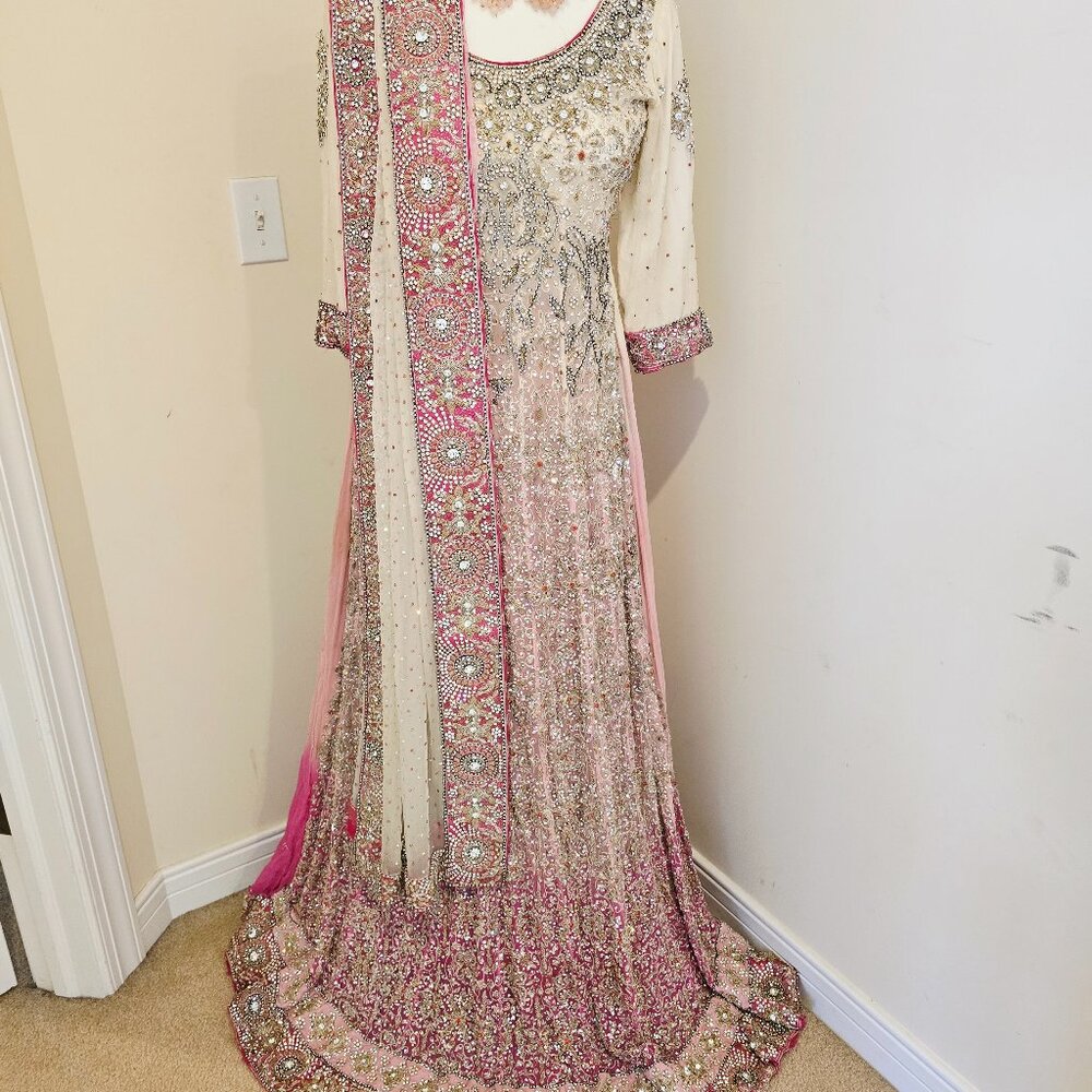 South Asian heavily embellished long maxi dress with duppata